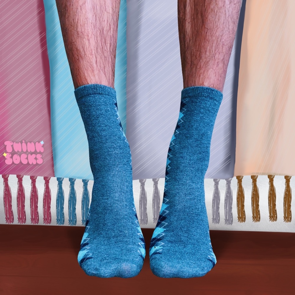 Argyle Grey and Blue Ankle Socks